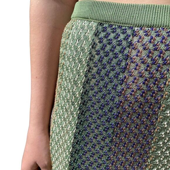 Vintage 1970s Womens Pleated Knit Sheer Midi Length High Waisted Boho Skirt Sz M - Picture 5 of 6